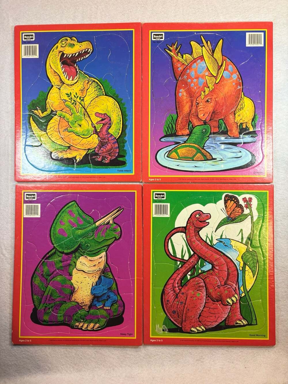 Vintage 1993 Rose Art Dinosaur Jigsaw‎ Puzzles Lot of 4